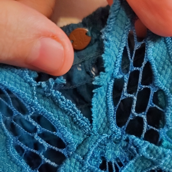 Free People Adella turquoise Slip Lace trim Dress Size S Asymmetric Boho Fairy - Picture 12 of 16